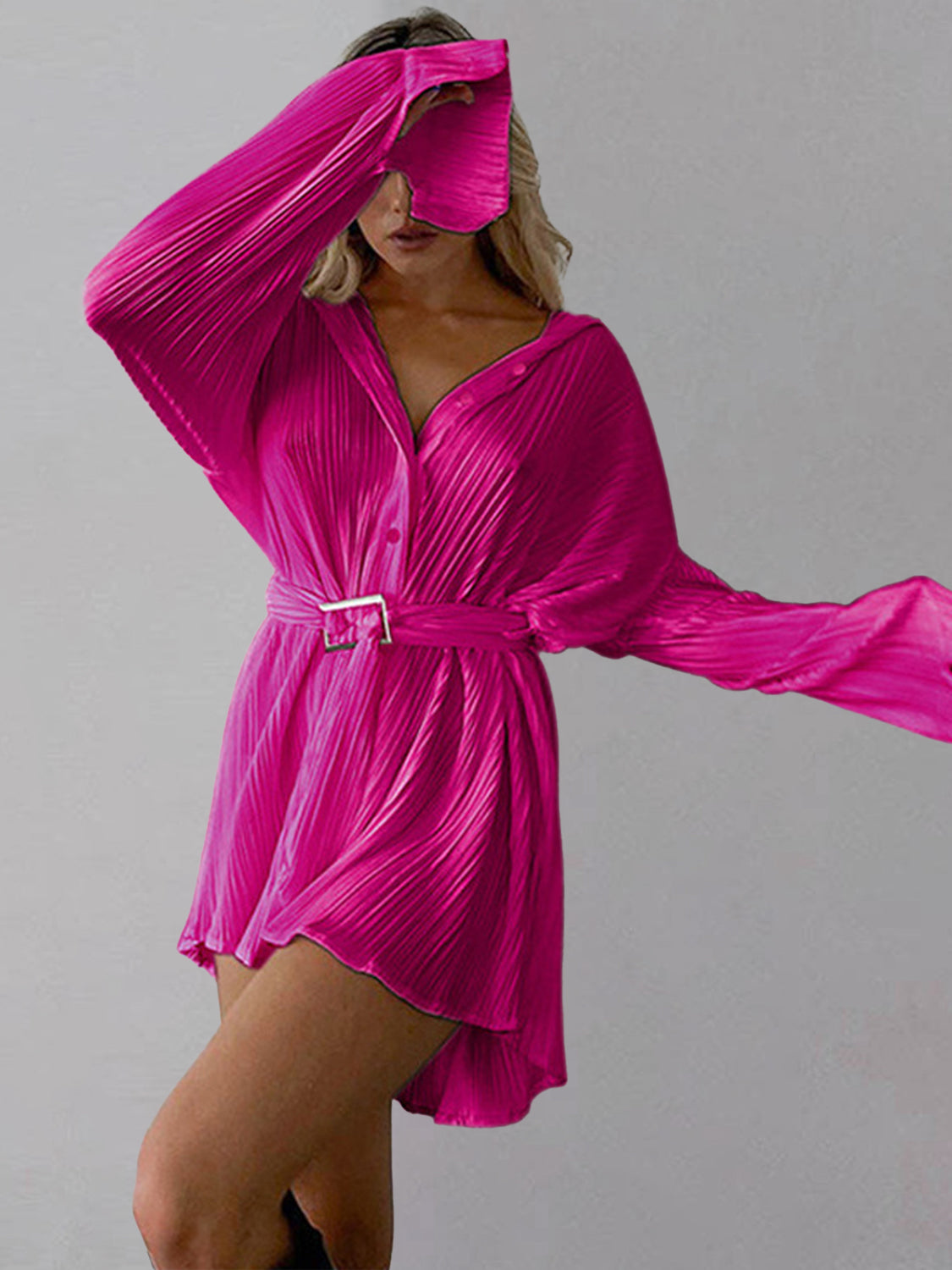 City Slick Shoulder Shirt Dress