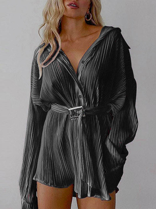 City Slick Shoulder Shirt Dress