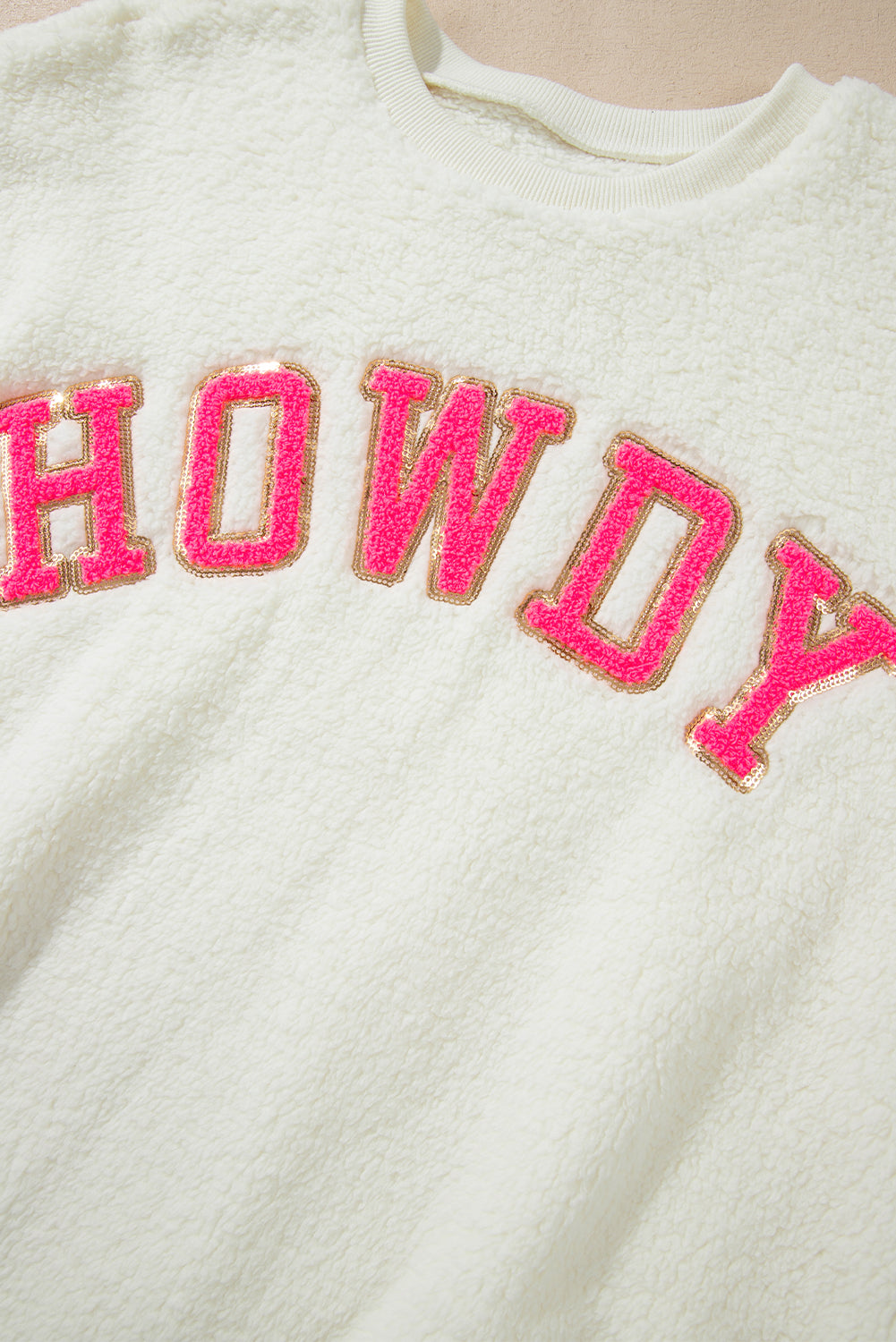 HOWDY Patched Sherpa Sweatshirt