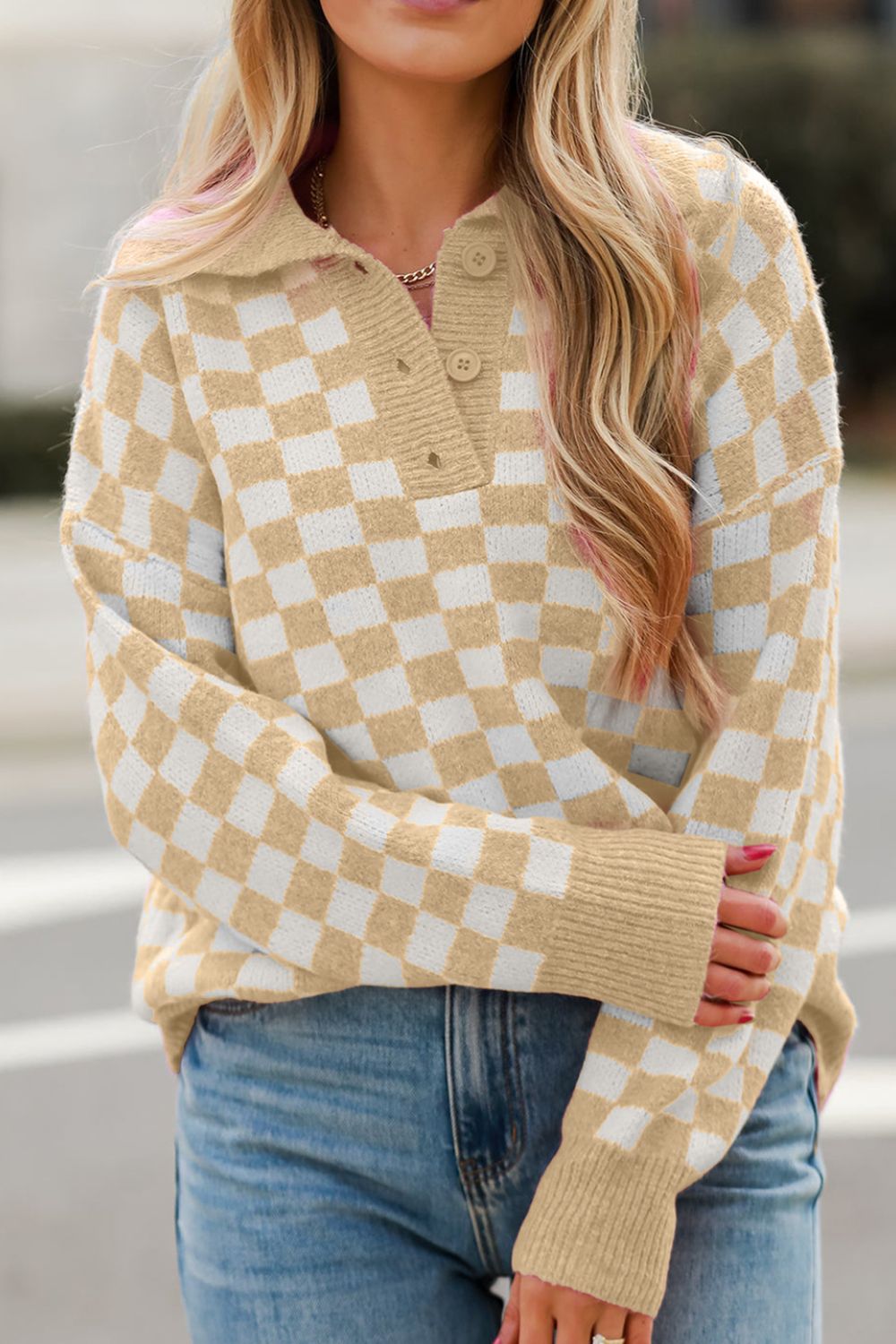 Checkered Bloom Sweater