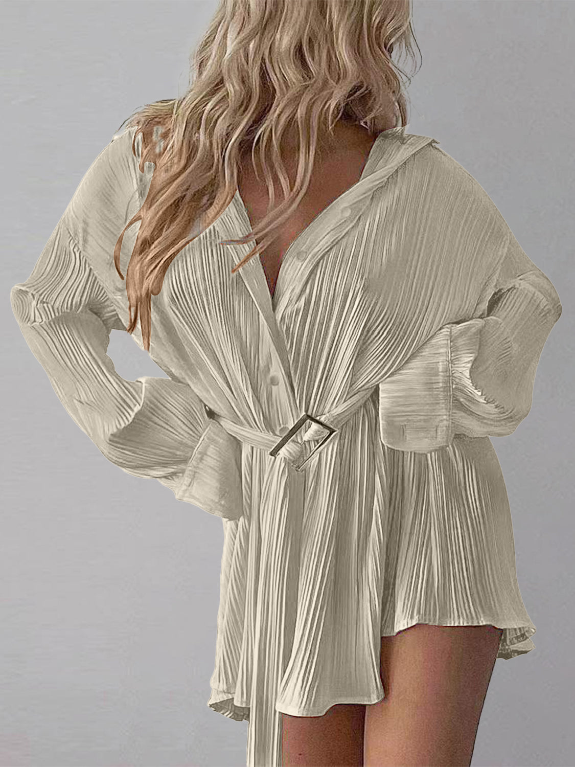 City Slick Shoulder Shirt Dress