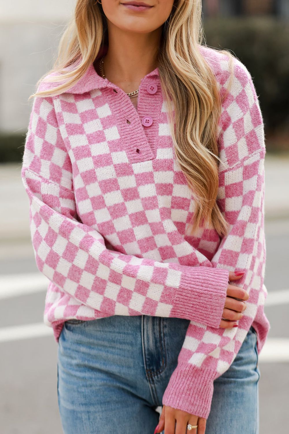 Checkered Bloom Sweater