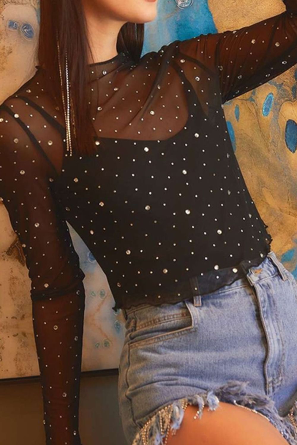 Rhinestone Cowboy Sheer Top