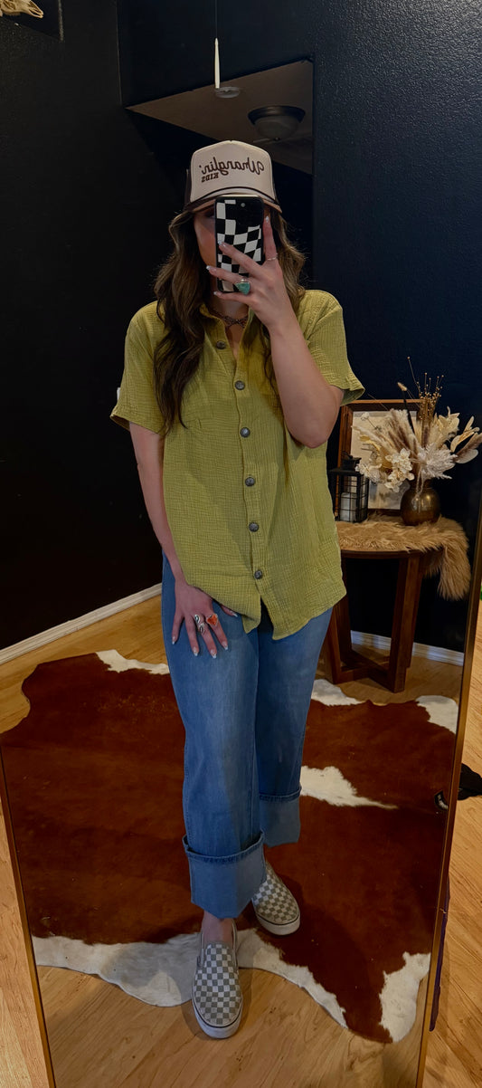 Verde Concho Button up Blouse