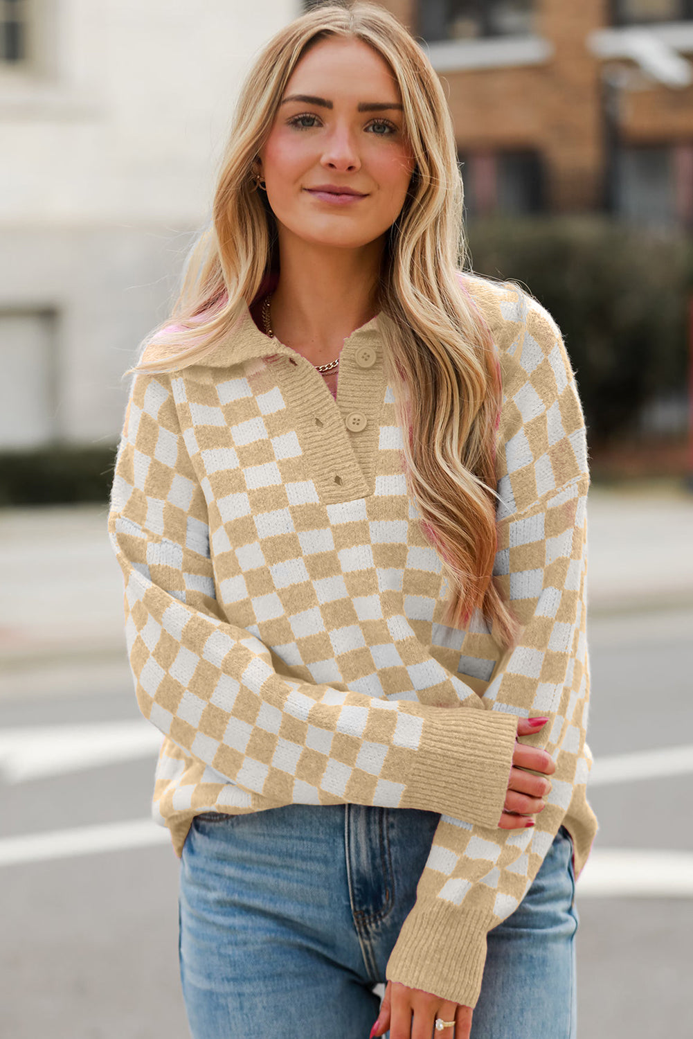 Checkered Bloom Sweater