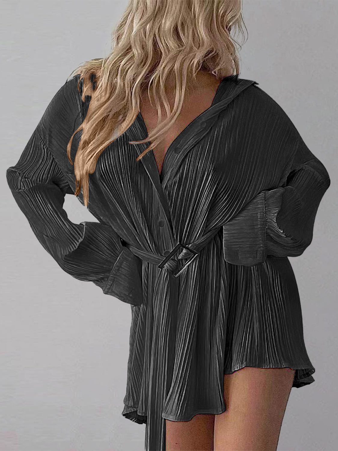 City Slick Shoulder Shirt Dress