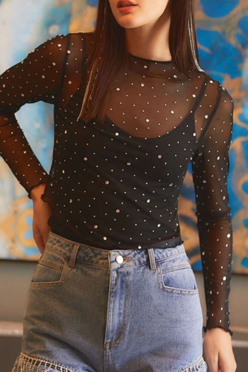 Rhinestone Cowboy Sheer Top