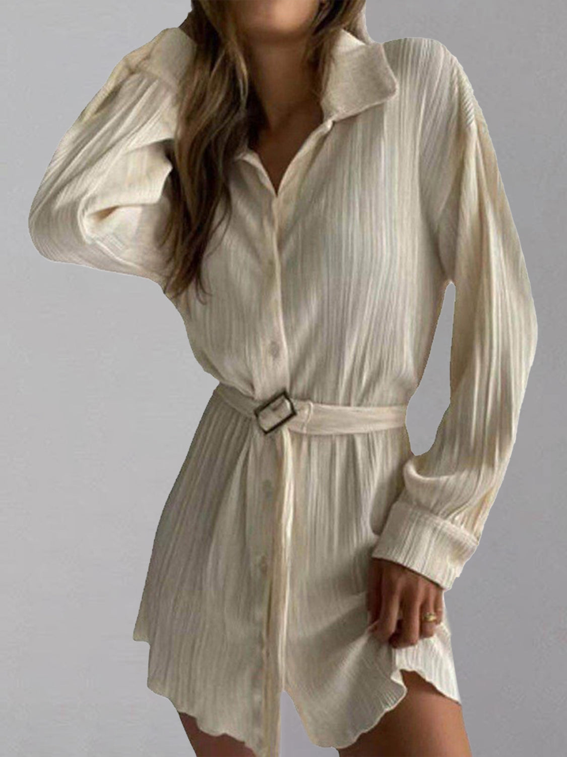 City Slick Shoulder Shirt Dress